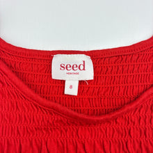 Load image into Gallery viewer, Girls Seed, red cotton shirred tee / top, FUC, size 8,  