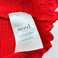 Load image into Gallery viewer, Girls Seed, red cotton shirred tee / top, FUC, size 8,  