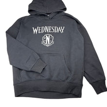 Load image into Gallery viewer, Girls H&amp;M, WEDNESDAY Adams fleece lined hoodie sweater, GUC, size 9-10,  