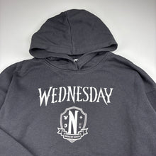 Load image into Gallery viewer, Girls H&amp;M, WEDNESDAY Adams fleece lined hoodie sweater, GUC, size 9-10,  