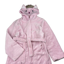 Load image into Gallery viewer, Girls JOHN LEWIS, fleece dressing gown / bath robe, purple mark lower front, FUC, size 8,  