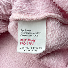 Load image into Gallery viewer, Girls JOHN LEWIS, fleece dressing gown / bath robe, purple mark lower front, FUC, size 8,  