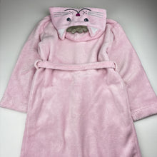 Load image into Gallery viewer, Girls JOHN LEWIS, fleece dressing gown / bath robe, purple mark lower front, FUC, size 8,  