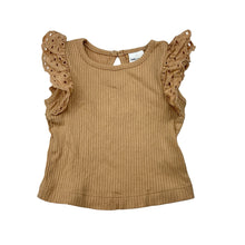 Load image into Gallery viewer, Girls Baby Berry, broderie trim ribbed tee / top, GUC, size 000,  
