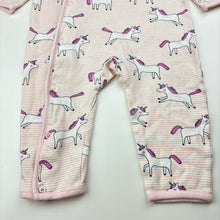 Load image into Gallery viewer, Girls Anko, striped cotton romper, unicorns, GUC, size 0,  