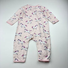 Load image into Gallery viewer, Girls Anko, striped cotton romper, unicorns, GUC, size 0,  