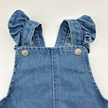 Load image into Gallery viewer, Girls Baby Berry, blue denim bubble romper / overalls, GUC, size 00,  