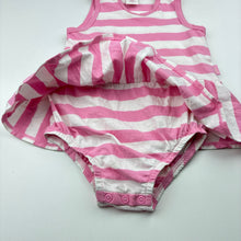 Load image into Gallery viewer, Girls Seed, pink &amp; white stripe cotton romper, GUC, size 1,  