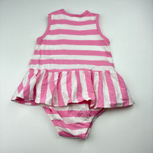 Load image into Gallery viewer, Girls Seed, pink &amp; white stripe cotton romper, GUC, size 1,  