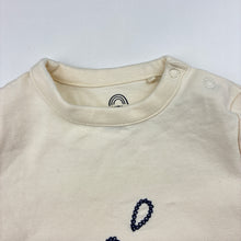 Load image into Gallery viewer, Unisex Next, cream embroidered long sleeve tee / top, EUC, size 00,  