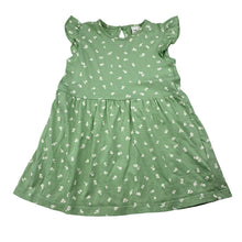 Load image into Gallery viewer, Girls H&amp;M, green floral cotton dress, GUC, size 0, L: 40cm