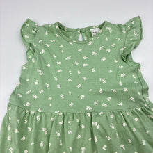 Load image into Gallery viewer, Girls H&amp;M, green floral cotton dress, GUC, size 0, L: 40cm