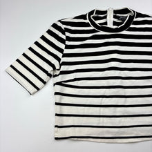 Load image into Gallery viewer, Womens Bardot, black &amp; white stripe cropped short sleeve top, L: 38cm, armpit to armpit: 38cm, EUC, size 8,  