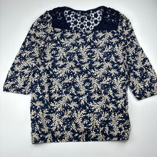 Load image into Gallery viewer, Womens Tu, navy floral cotton top, armpit to armpit: 40cm, EUC, size 8,  