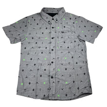 Load image into Gallery viewer, Mens Hurley, cotton short sleeve shirt, skulls &amp; sharks, armpit to armpit: 41cm, EUC, size S,  