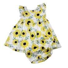 Load image into Gallery viewer, Girls Sprout, floral cotton dress &amp; matching bloomers, EUC, size 1, L: 42cm