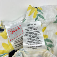Load image into Gallery viewer, Girls Sprout, floral cotton dress &amp; matching bloomers, EUC, size 1, L: 42cm