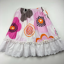 Load image into Gallery viewer, Girls Lil Cherubs, hand made floral cotton skirt, elasticated, L: 39cm, EUC, size 5,  
