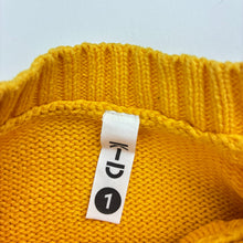 Load image into Gallery viewer, Unisex KID, yellow cotton cable knit sweater / jumper, GUC, size 1,  