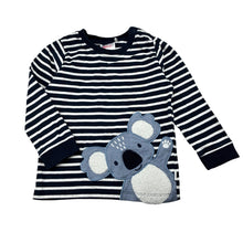 Load image into Gallery viewer, Unisex Sprout, navy stripe cotton long sleeve top, koala, FUC, size 2,  