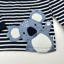 Load image into Gallery viewer, Unisex Sprout, navy stripe cotton long sleeve top, koala, FUC, size 2,  