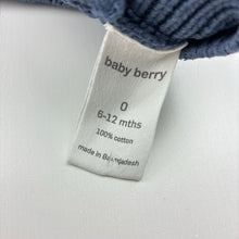 Load image into Gallery viewer, Unisex Baby Berry, knitted cotton sweater / jumper, wash fade, FUC, size 0,  