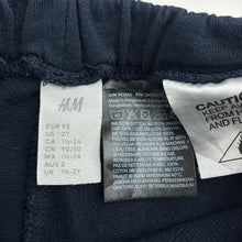 Load image into Gallery viewer, Unisex H&amp;M, navy cotton track pants, adjustable, Inside leg: 28cm, GUC, size 2,  