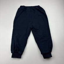 Load image into Gallery viewer, Unisex H&amp;M, navy cotton track pants, adjustable, Inside leg: 28cm, GUC, size 2,  