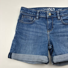 Load image into Gallery viewer, Girls GAP, blue stretch denim shorts, adjustable, GUC, size 8,  