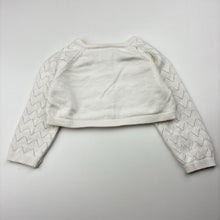 Load image into Gallery viewer, Girls Beatrix Potter, Peter Rabbit cropped knitted cotton cardigan, EUC, size 0,  