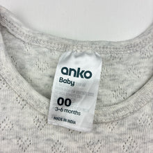 Load image into Gallery viewer, Girls Anko, grey pointelle cotton bodysuit / romper, GUC, size 00,  
