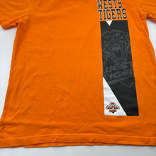 Load image into Gallery viewer, Unisex NRL Supporter, Wests Tigers cotton tee / top, marks on front, FUC, size 10,  