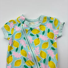 Load image into Gallery viewer, Girls Cotton On, zip romper, lemons, GUC, size 000,  