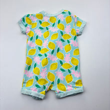 Load image into Gallery viewer, Girls Cotton On, zip romper, lemons, GUC, size 000,  