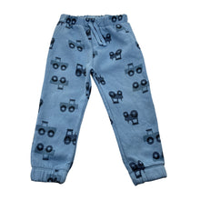 Load image into Gallery viewer, Boys Anko, fleece lined track pants, tractors, Inside leg: 33cm, GUC, size 2,  