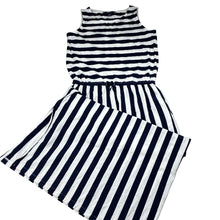 Load image into Gallery viewer, Girls Polo Ralph Lauren, navy stripe soft cotton sleeveless dress, light mark on back, FUC, size 12-14, L: 119cm