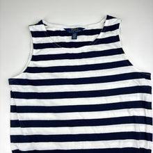 Load image into Gallery viewer, Girls Polo Ralph Lauren, navy stripe soft cotton sleeveless dress, light mark on back, FUC, size 12-14, L: 119cm