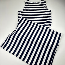 Load image into Gallery viewer, Girls Polo Ralph Lauren, navy stripe soft cotton sleeveless dress, light mark on back, FUC, size 12-14, L: 119cm