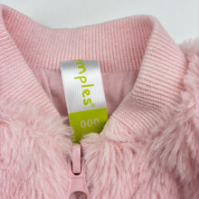 Load image into Gallery viewer, Girls Dymples, lined zip up faux fur jacket, EUC, size 000,  