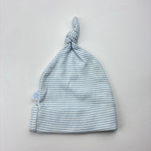 Load image into Gallery viewer, Unisex Marquise, blue &amp; white stripe cotton hat / beanie, EUC, size 0000,  