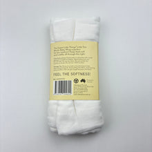Load image into Gallery viewer, Unisex Little Tots, white muslin cotton swaddle wrap, 110cm x 120cm, NEW, size 0000,  