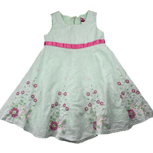 Load image into Gallery viewer, Girls H+T, vintage lined embroidered linen / cotton dress, small mark upper back, FUC, size 3, L: 54cm