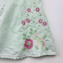 Load image into Gallery viewer, Girls H+T, vintage lined embroidered linen / cotton dress, small mark upper back, FUC, size 3, L: 54cm