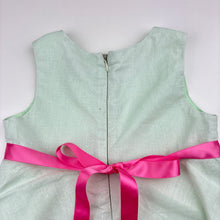 Load image into Gallery viewer, Girls H+T, vintage lined embroidered linen / cotton dress, small mark upper back, FUC, size 3, L: 54cm
