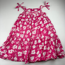 Load image into Gallery viewer, Girls KID, pink &amp; white floral cotton summer dress, GUC, size 4, L: 58cm