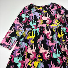 Load image into Gallery viewer, Girls Anko, cotton long sleeve dress, unicorns, marks front skirt, FUC, size 3, L: 47cm
