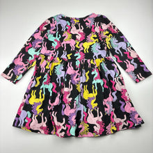 Load image into Gallery viewer, Girls Anko, cotton long sleeve dress, unicorns, marks front skirt, FUC, size 3, L: 47cm