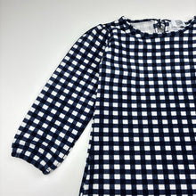 Load image into Gallery viewer, Girls With Kids, navy &amp; white check long sleeve dress, armpit to armpit: 32cm, shoulder to cuff: 35cm, EUC, size 4, L: 54cm