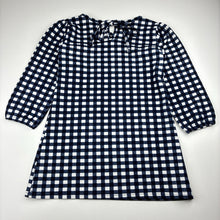 Load image into Gallery viewer, Girls With Kids, navy &amp; white check long sleeve dress, armpit to armpit: 32cm, shoulder to cuff: 35cm, EUC, size 4, L: 54cm