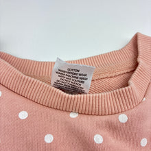 Load image into Gallery viewer, Girls Target, pink &amp; white spot cotton sweater dress, EUC, size 4, L: 50cm